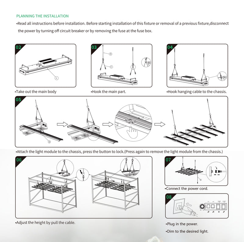 LED Grow Light IR Full Spectrum Panel 650W 6 Light Bar