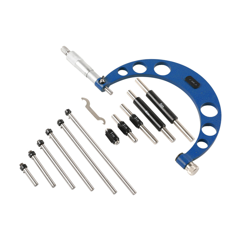 HFS(R) 0-6" x 0.0001" Outside Micrometer Caliper Set with Interchangeable Anvils, Accurate to 0.0001"