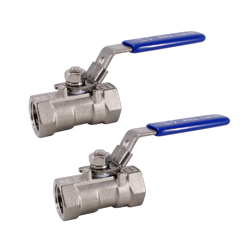 One Piece Ball Valve NPT Female x NPT Female 150 PSI Stainless Steel 304