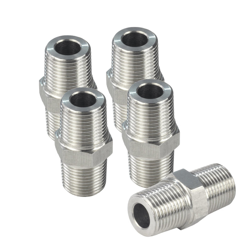 1/4" NPT Male Threaded Hex Nipple Adapter Stainless Steel 304 5PCs