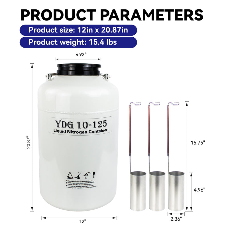 10L Big Mouth Cryogenic Container Liquid Nitrogen Ln2 Tank Wide Open Mouth