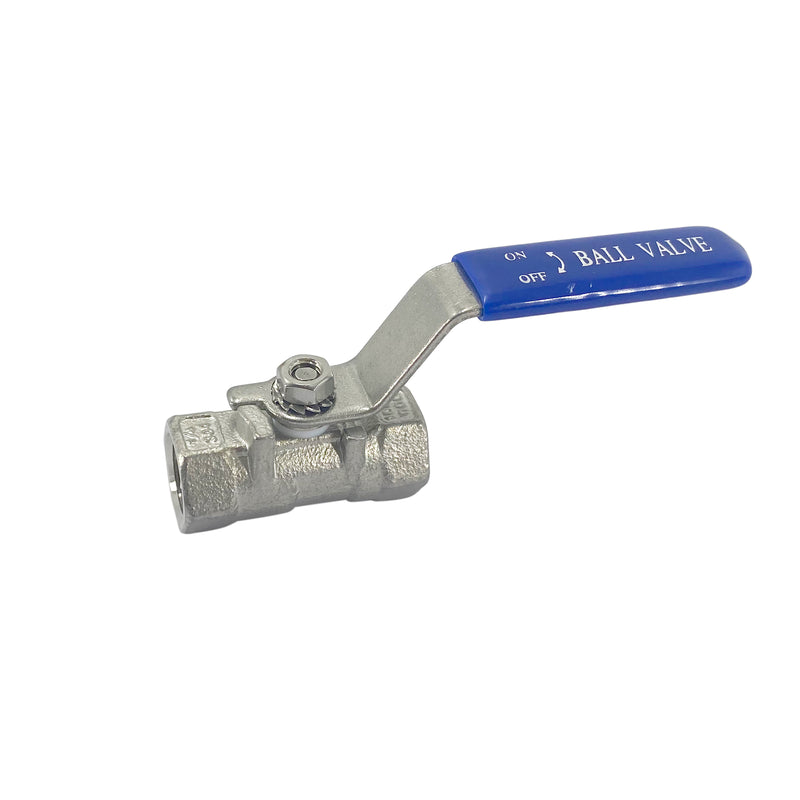 One Piece Ball Valve 3/8" NPT Female Stainless Steel 304, 1000 CWP