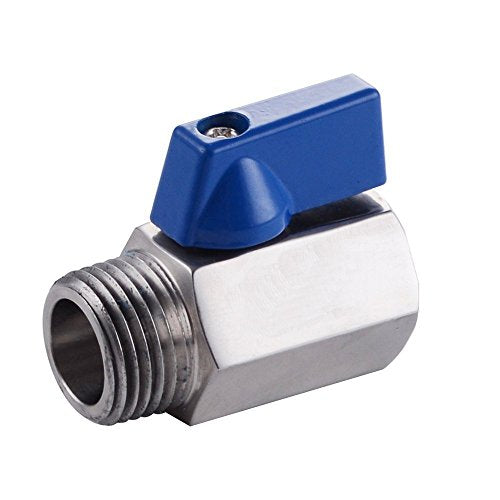 Mini Ball Valve - Pack of 5, 1/4" NPT Female x Male Thread Shut-Off Valve