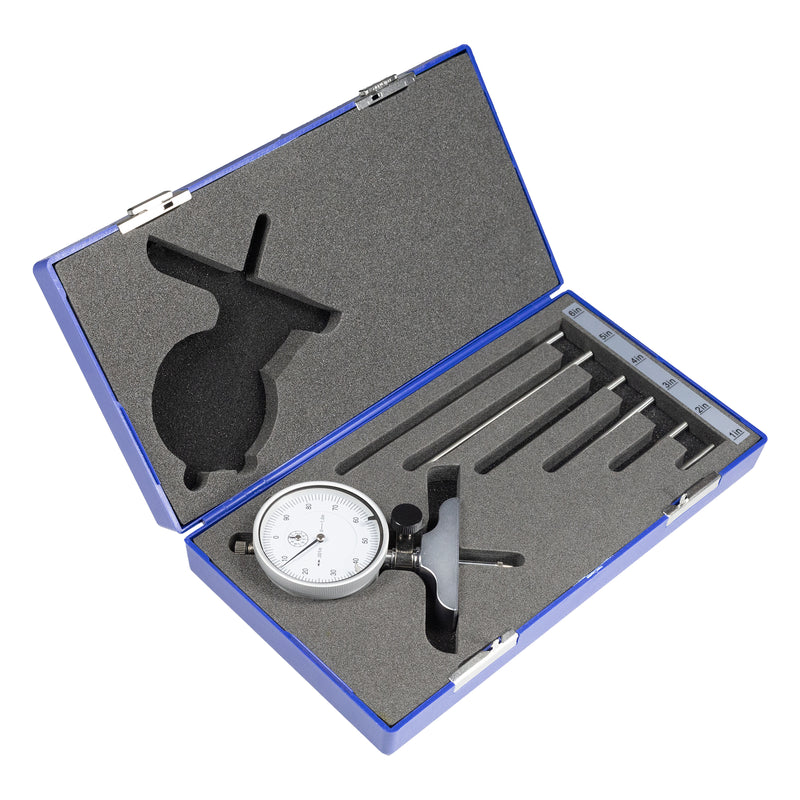 Dial Depth Gage Set - 0-22" Range with Interchangeable Rods