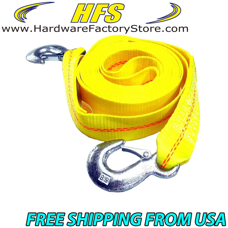 4.5 Ton 2 Inch x 30 Ft. Polyester Tow Strap Rope 2 Hooks 9000lb Towing –  Hardware Factory Store Inc.